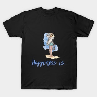 Girly Happiness is on the beach cute T shirt T-Shirt